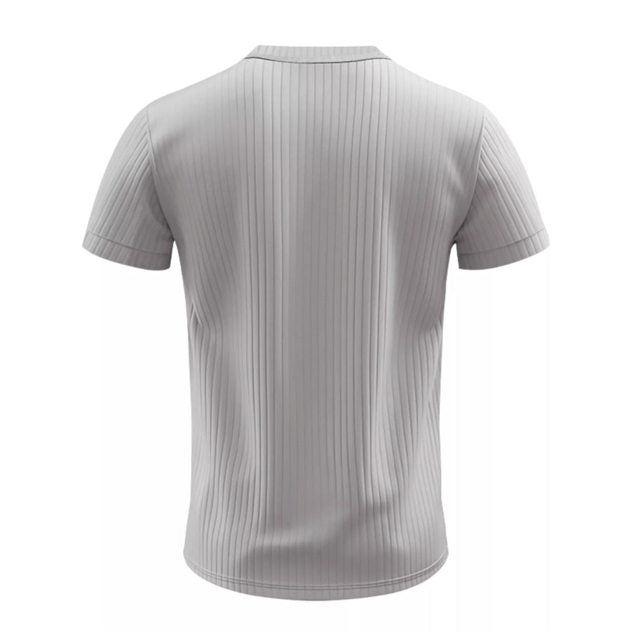 Men’s Full Size Ribbed Button-Down Casual T-Shirt Plus Size Apparel and Accessories