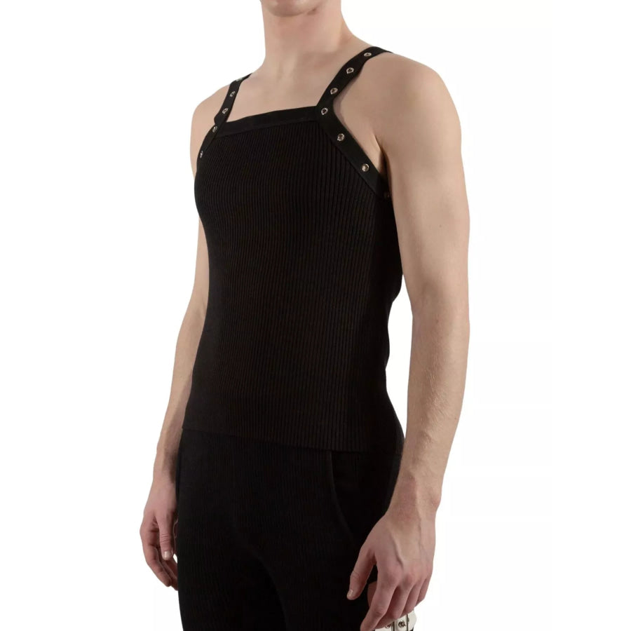 Men’s Full Size Ribbed Knit Tank Top Plus Black / S Apparel and Accessories