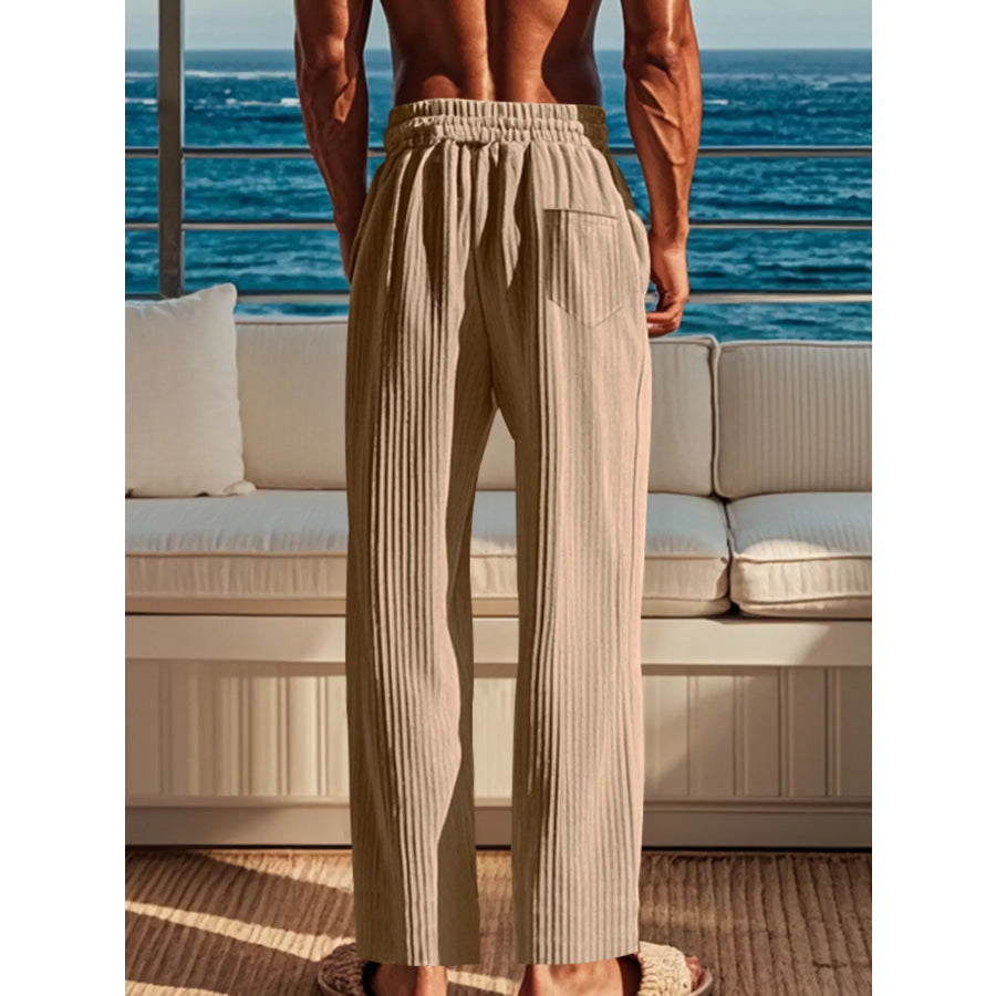 Men’s Full Size Ribbed Knit Wide-Leg Pants Plus Size Apparel and Accessories