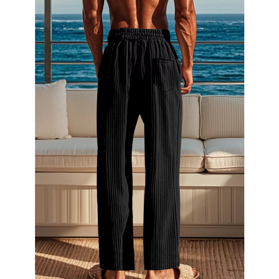 Men’s Full Size Ribbed Knit Wide-Leg Pants Plus Size Apparel and Accessories