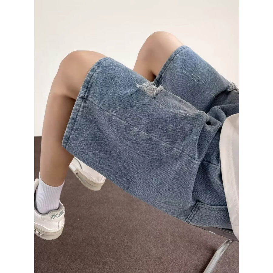 Men’s Full Size Ripped Casual Loose Fit Denim Shorts Plus Size Apparel and Accessories