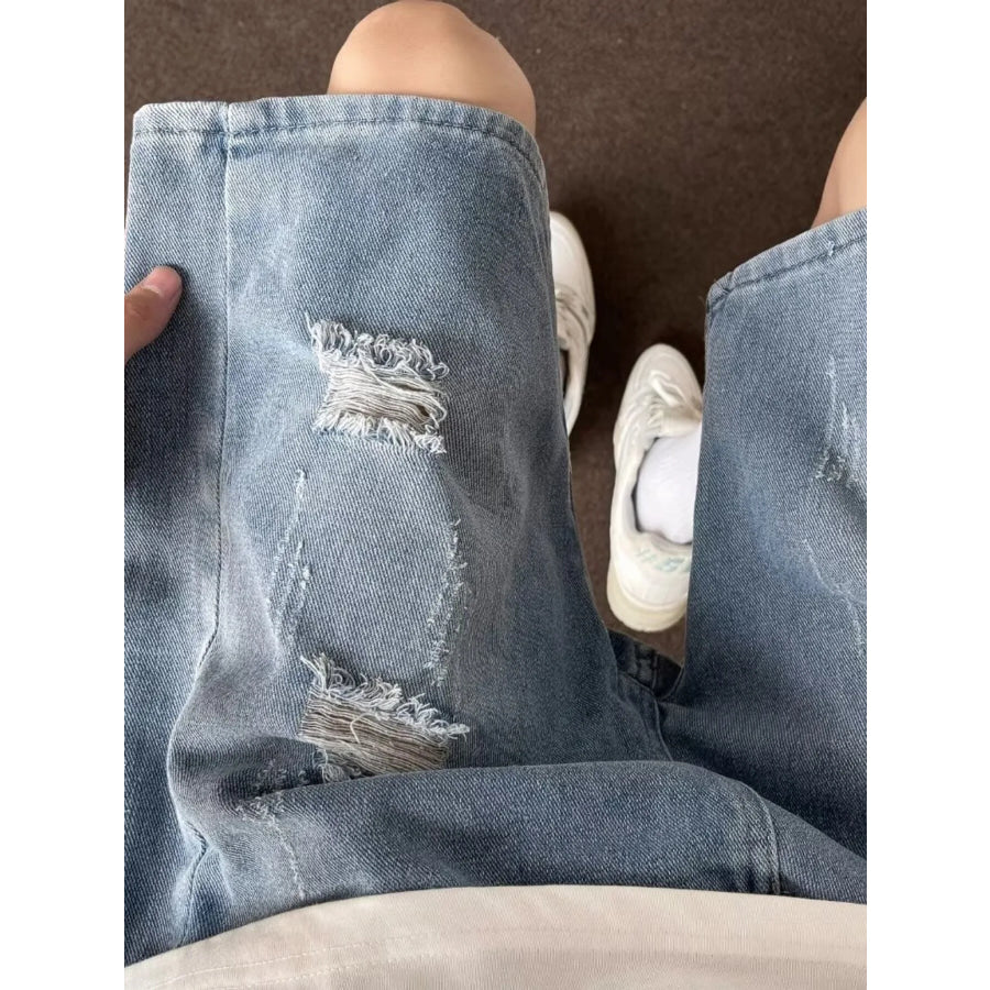 Men’s Full Size Ripped Casual Loose Fit Denim Shorts Plus Size Apparel and Accessories