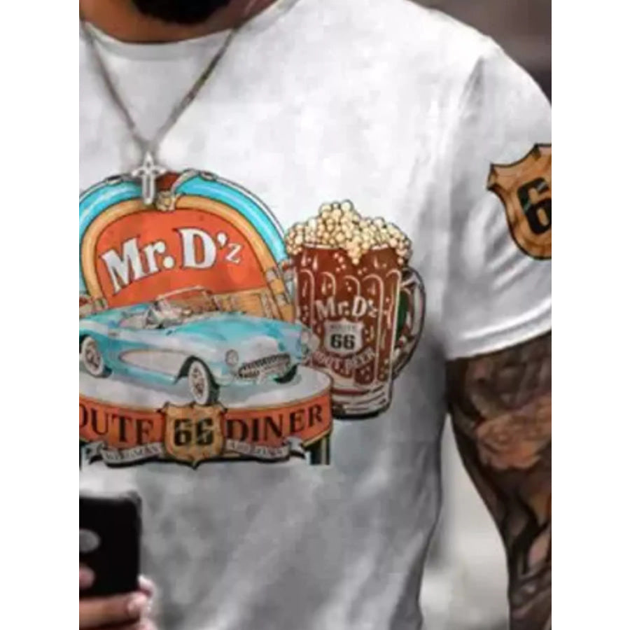 Men’s Full Size Round Neck Graphic T-Shirt Plus Size Apparel and Accessories