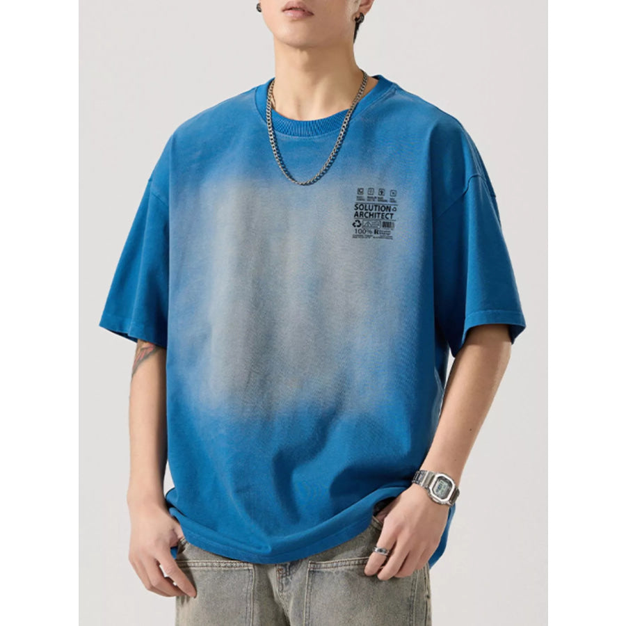 Men’s Full Size Round Neck Oversized T-Shirt Plus Size Washed Blue / S Apparel and Accessories