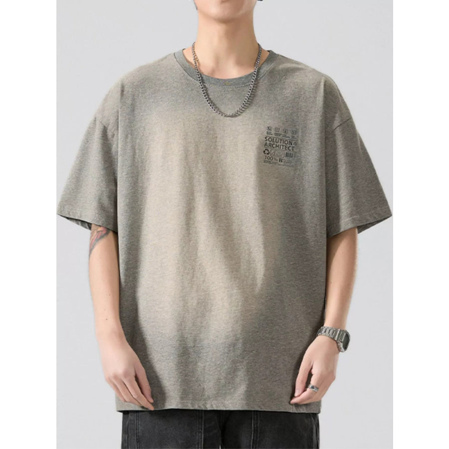 Men’s Full Size Round Neck Oversized T-Shirt Plus Size Washed Gray / S Apparel and Accessories