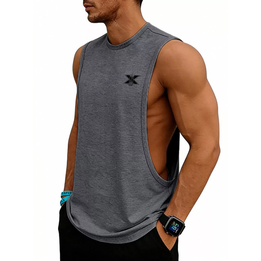 Men’s Full Size Round Neck Tank Plus Size Dark Gray / S Apparel and Accessories