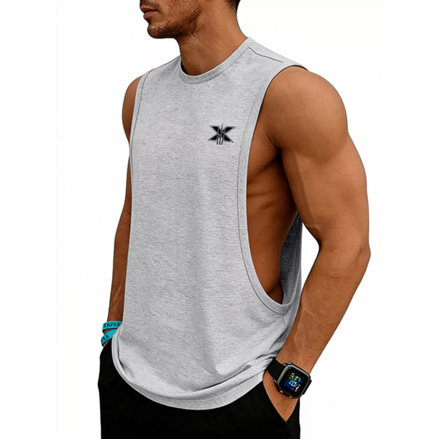 Men’s Full Size Round Neck Tank Plus Size Gray / S Apparel and Accessories