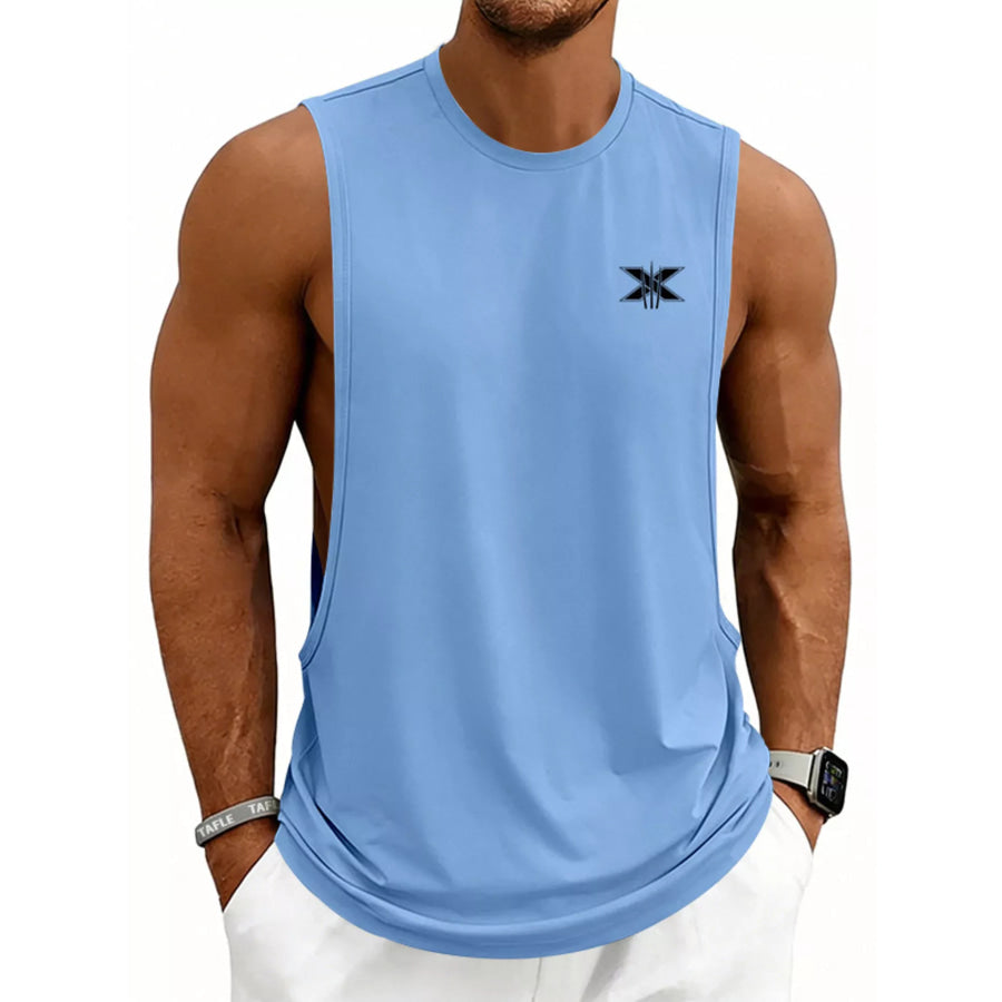 Men’s Full Size Round Neck Tank Plus Size Sky Blue / S Apparel and Accessories