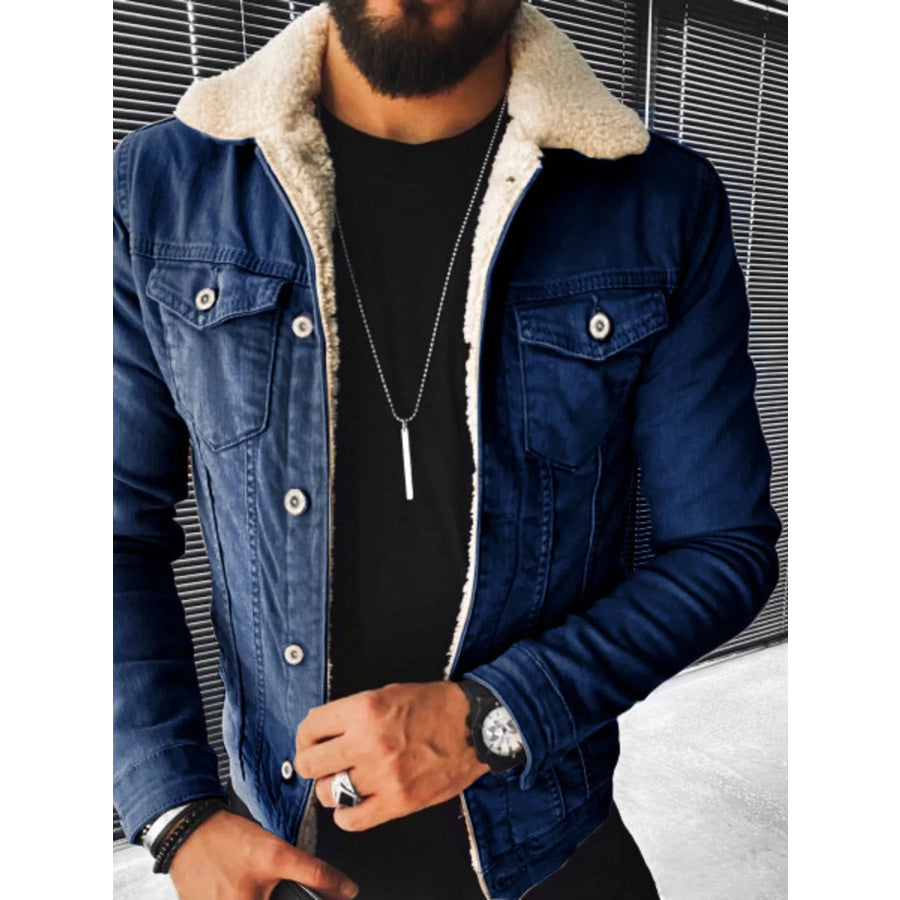 Men’s Full Size Sherpa-Lined Denim Jacket Plus Size Apparel and Accessories