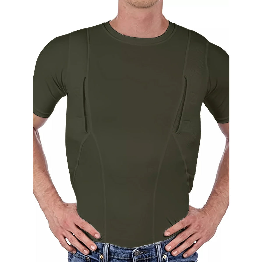Men’s Full Size Short Sleeve Active T-Shirt Plus Army Green / S Apparel and Accessories