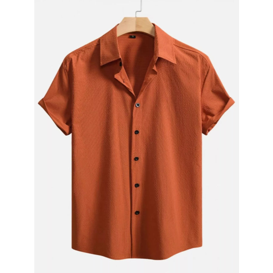 Men’s Full Size Short-Sleeve Casual Shirt Plus Size Orange / S Apparel and Accessories