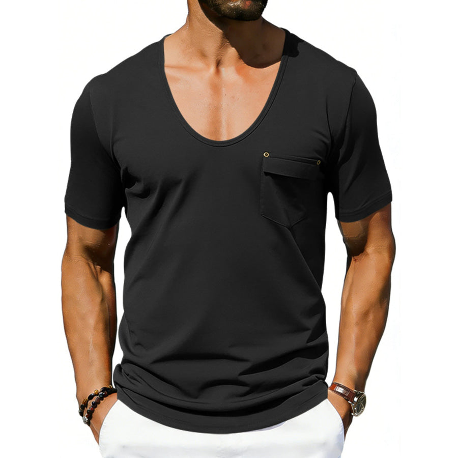 Men’s Full Size Short Sleeve Pocket T-Shirt Plus Size Black / S Apparel and Accessories