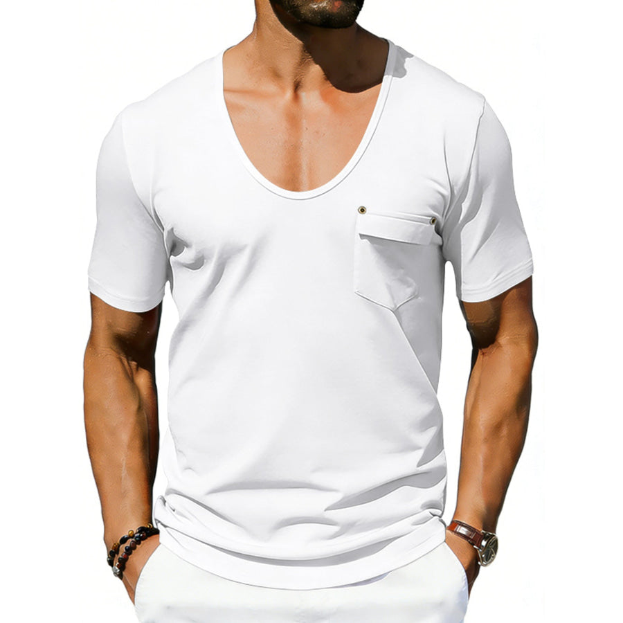 Men’s Full Size Short Sleeve Pocket T-Shirt Plus Size White / S Apparel and Accessories