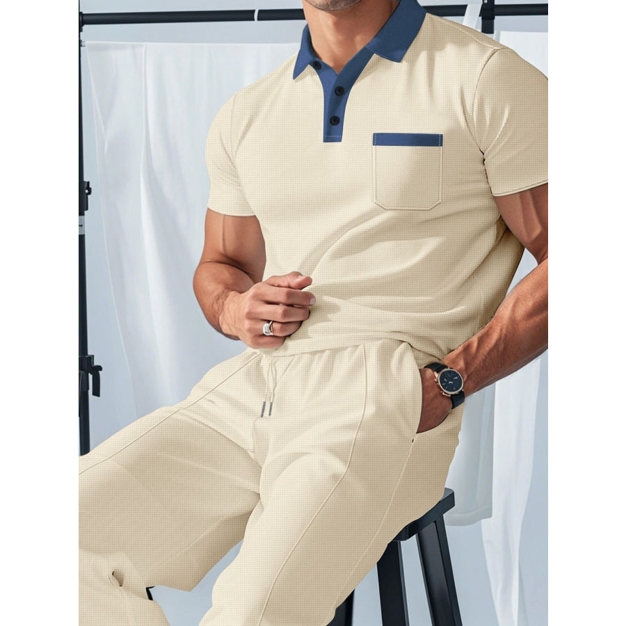 Men’s Full Size Short Sleeve Polo and Pants Set Plus Size Apparel and Accessories