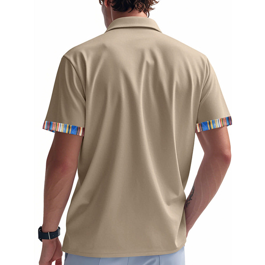 Men’s Full Size Short Sleeve Shirt with Colorful Trim Plus Size Apparel and Accessories