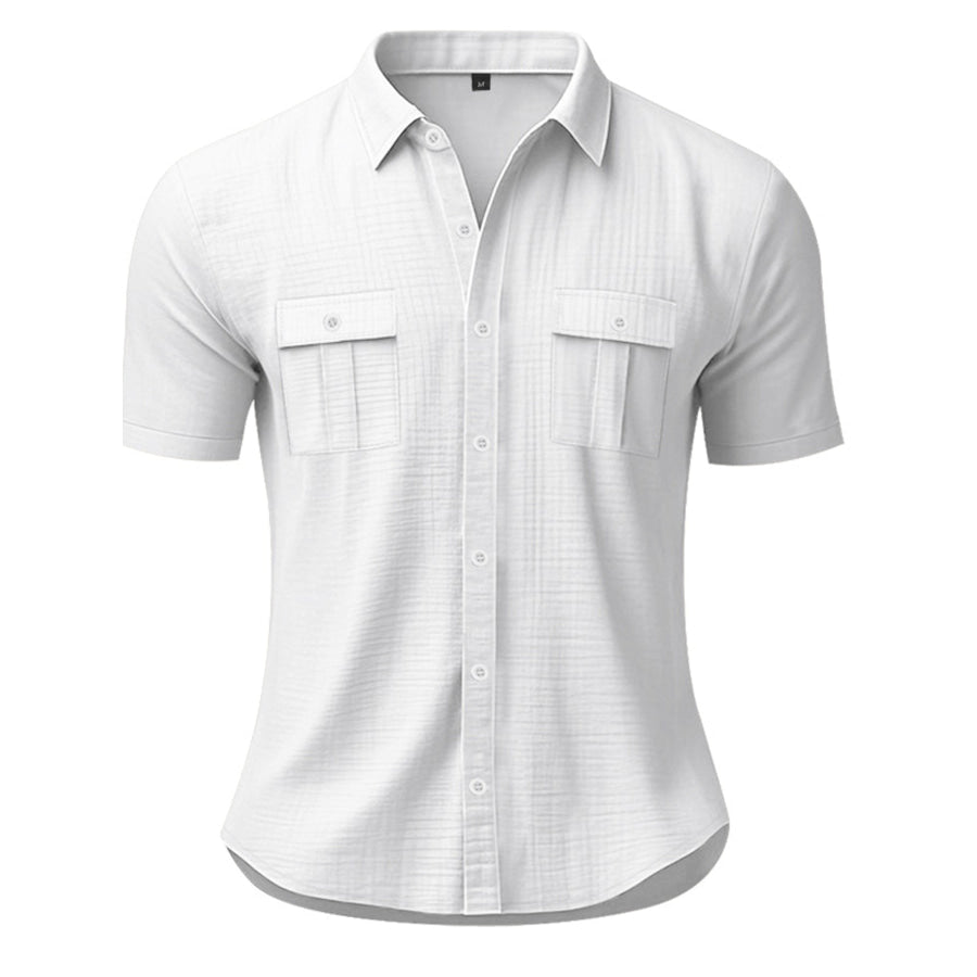 Men’s Full Size Short Sleeve Shirt with Pockets Plus Size Apparel and Accessories