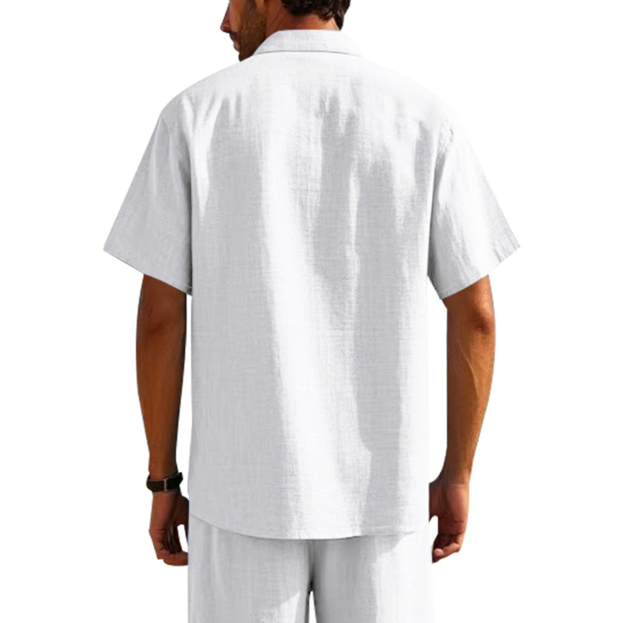 Men’s Full Size Short Sleeve Shirt with Pockets Plus Size Apparel and Accessories