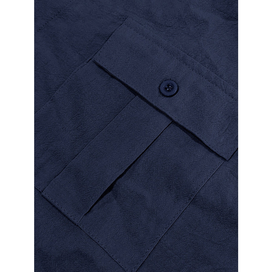 Men’s Full Size Short Sleeve Shirt with Pockets Plus Size Apparel and Accessories