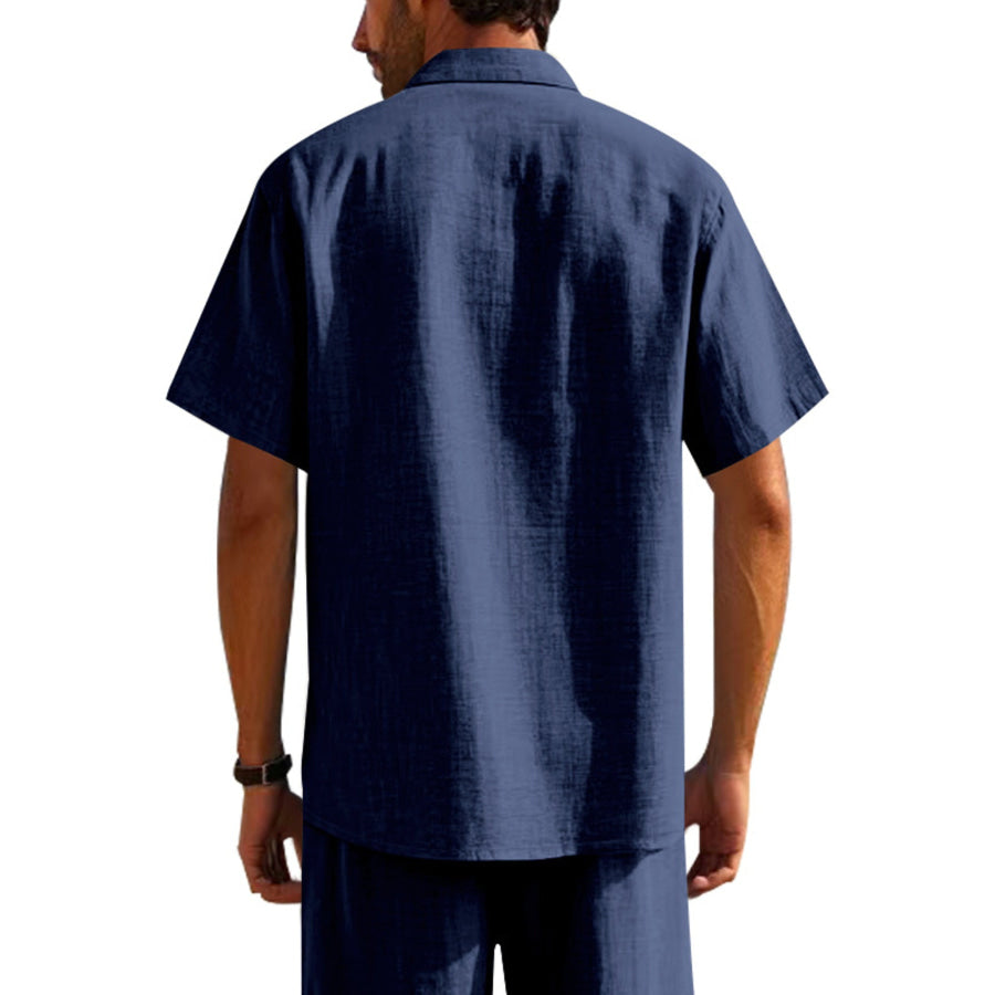 Men’s Full Size Short Sleeve Shirt with Pockets Plus Size Apparel and Accessories
