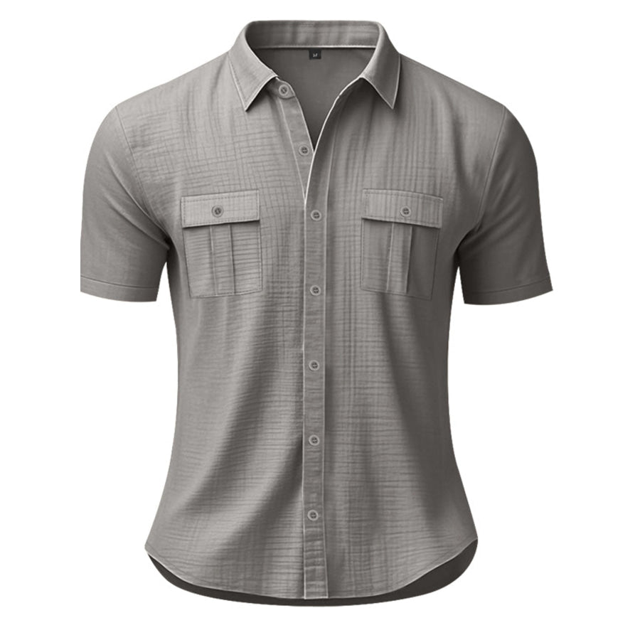 Men’s Full Size Short Sleeve Shirt with Pockets Plus Size Apparel and Accessories
