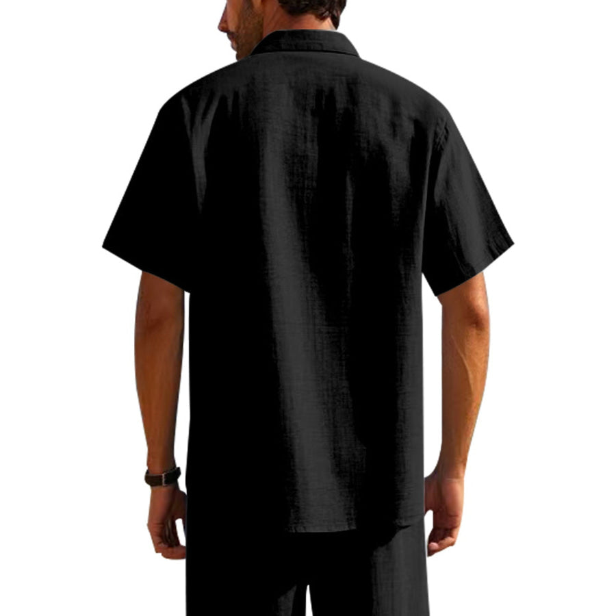 Men’s Full Size Short Sleeve Shirt with Pockets Plus Size Apparel and Accessories