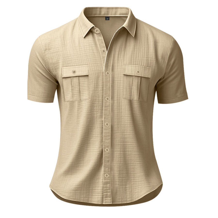 Men’s Full Size Short Sleeve Shirt with Pockets Plus Size Apparel and Accessories