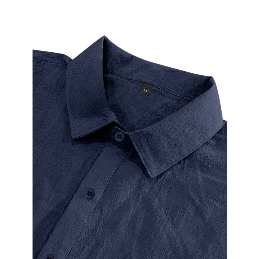 Men’s Full Size Short Sleeve Shirt with Pockets Plus Size Apparel and Accessories