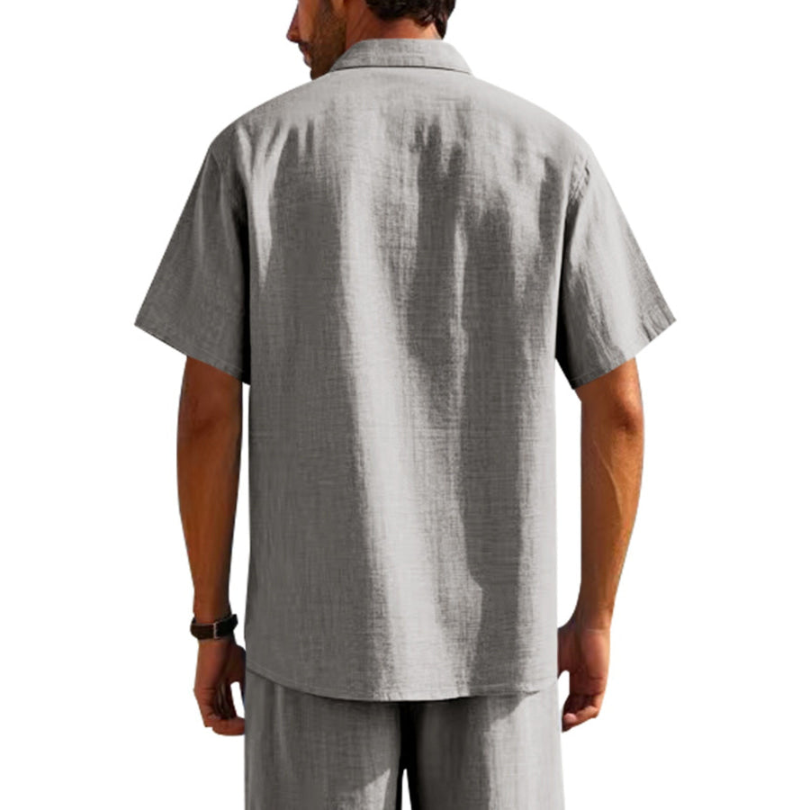 Men’s Full Size Short Sleeve Shirt with Pockets Plus Size Apparel and Accessories