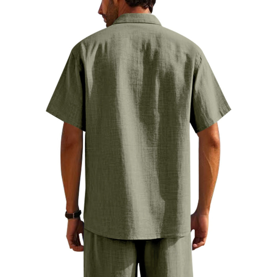 Men’s Full Size Short Sleeve Shirt with Pockets Plus Size Apparel and Accessories
