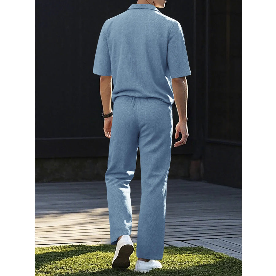 Men’s Full Size Short Sleeve Top and Pants Set Plus Size Apparel and Accessories