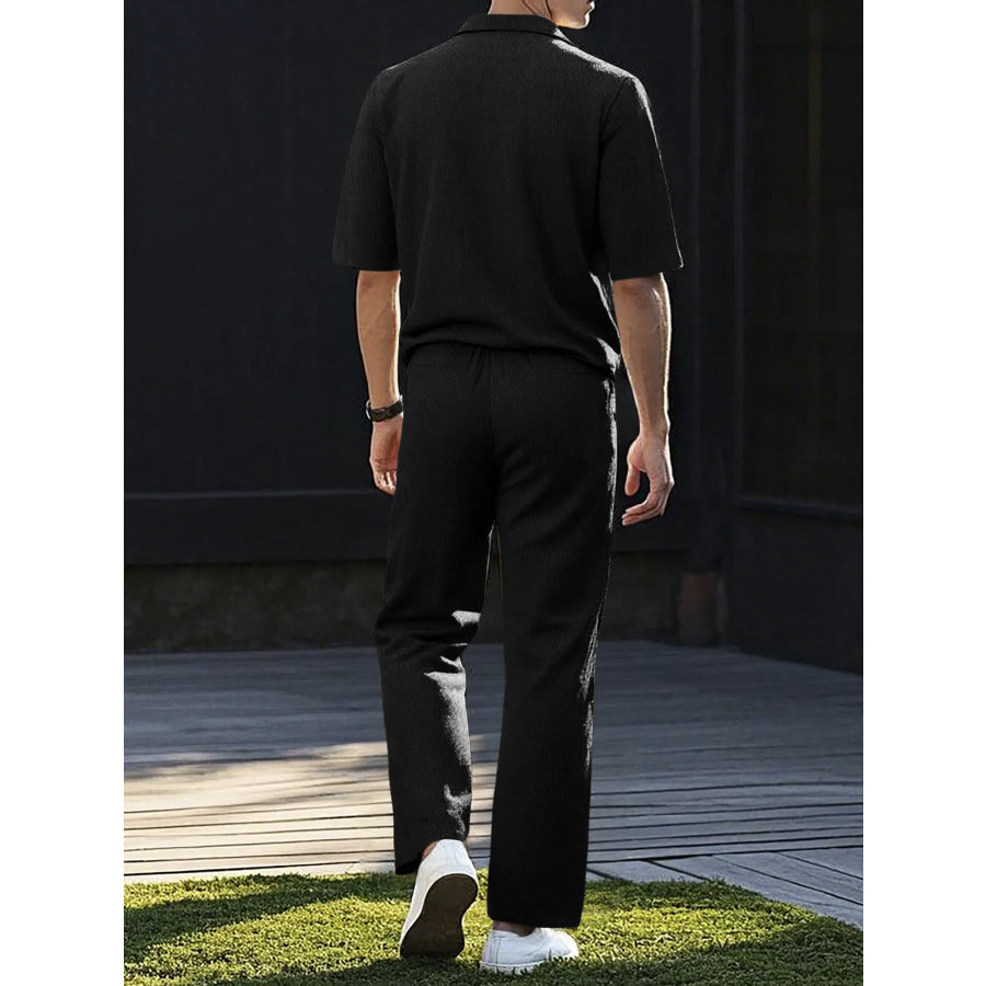 Men’s Full Size Short Sleeve Top and Pants Set Plus Size Apparel and Accessories