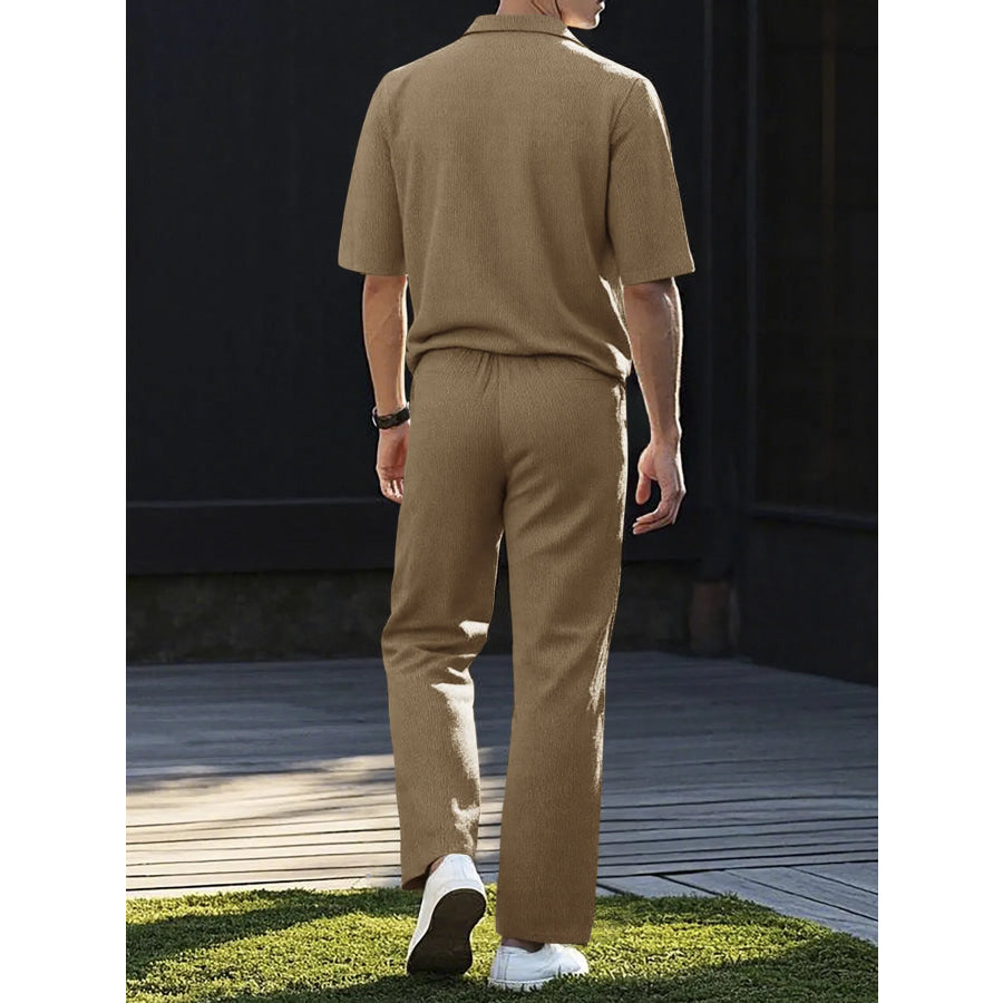 Men’s Full Size Short Sleeve Top and Pants Set Plus Size Apparel and Accessories