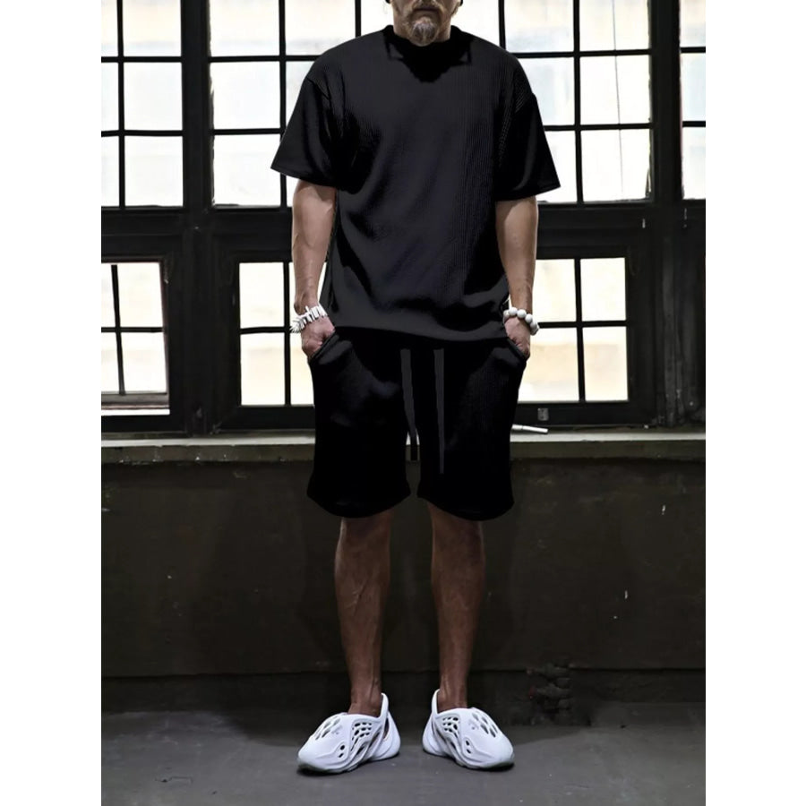 Men’s Full Size Short Sleeve Top and Shorts Set Plus Size Apparel and Accessories