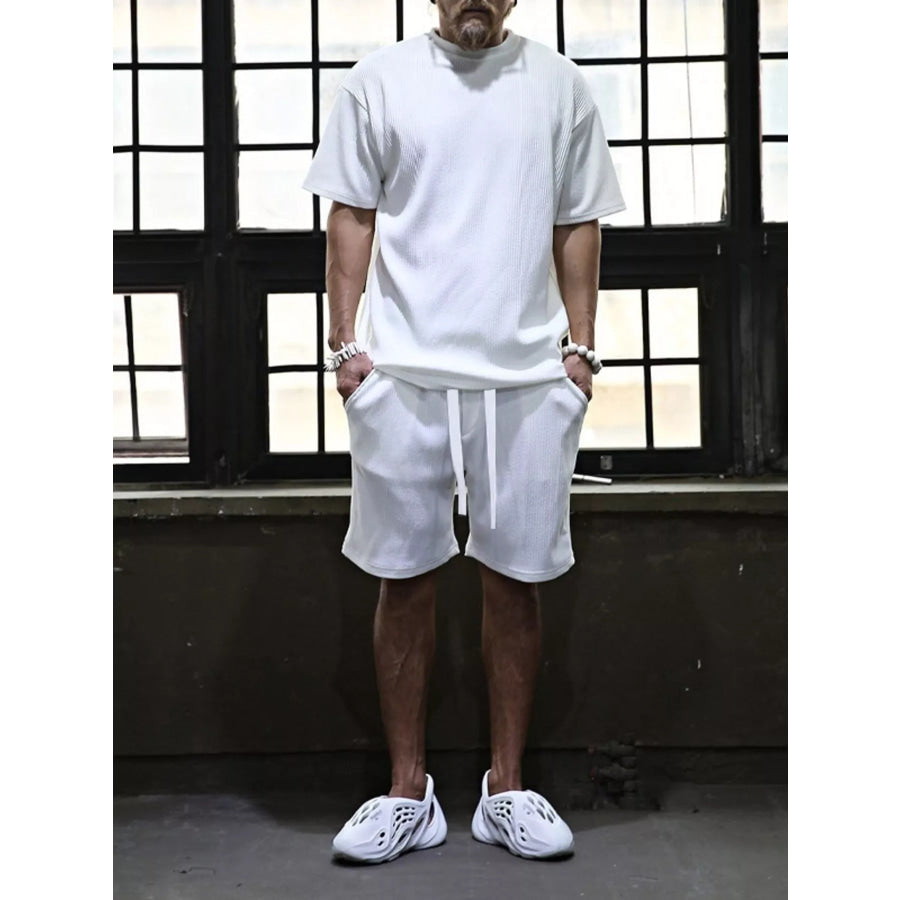 Men’s Full Size Short Sleeve Top and Shorts Set Plus Size Apparel and Accessories
