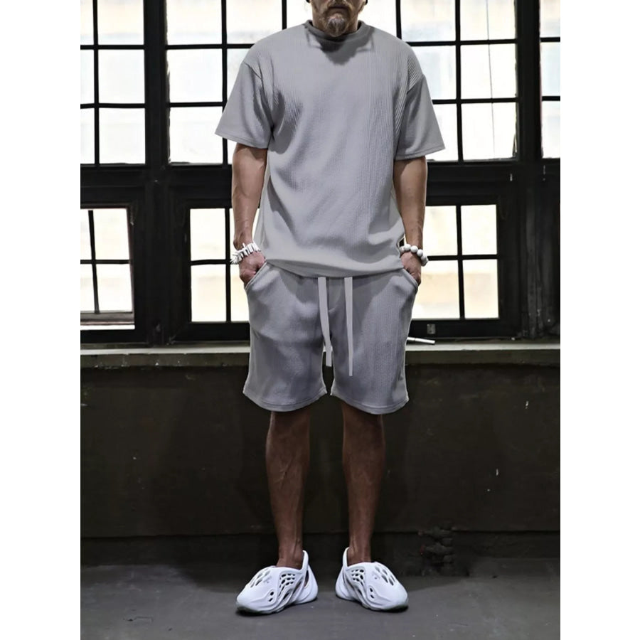 Men’s Full Size Short Sleeve Top and Shorts Set Plus Size Apparel and Accessories