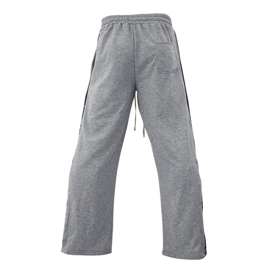 Men’s Full Size Side Snap Button Pants Plus Size Gray / S Apparel and Accessories
