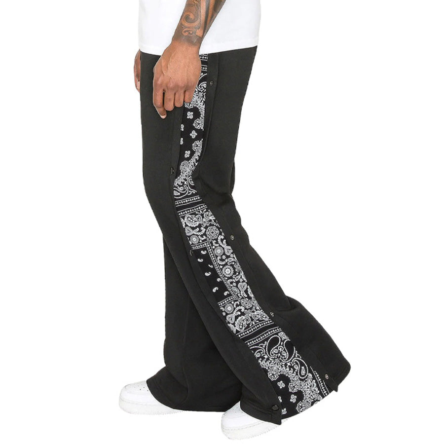 Men’s Full Size Side Snap Button Pants Plus Size Black / S Apparel and Accessories
