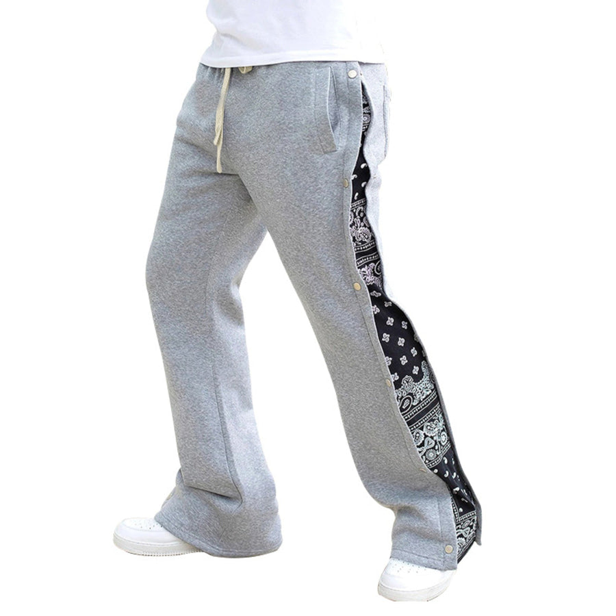 Men’s Full Size Side Snap Button Pants Plus Size Gray / S Apparel and Accessories