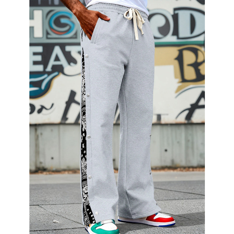 Men’s Full Size Side Snap Wide Leg Pants Plus Size Apparel and Accessories