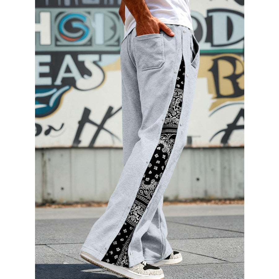 Men’s Full Size Side Snap Wide Leg Pants Plus Size Apparel and Accessories