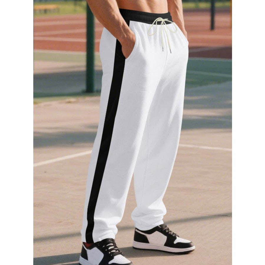 Men’s Full Size Side Stripe Wide Leg Pants Plus Size Apparel and Accessories