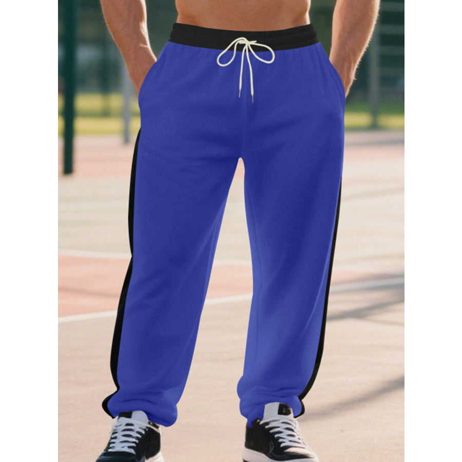 Men’s Full Size Side Stripe Wide Leg Pants Plus Size Apparel and Accessories
