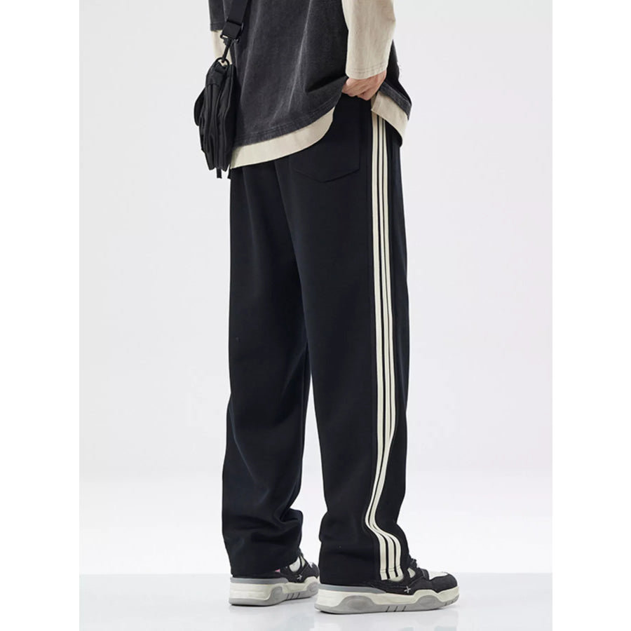 Men’s Full Size Side Striped Casual Loose Fit Pants Plus Size Apparel and Accessories