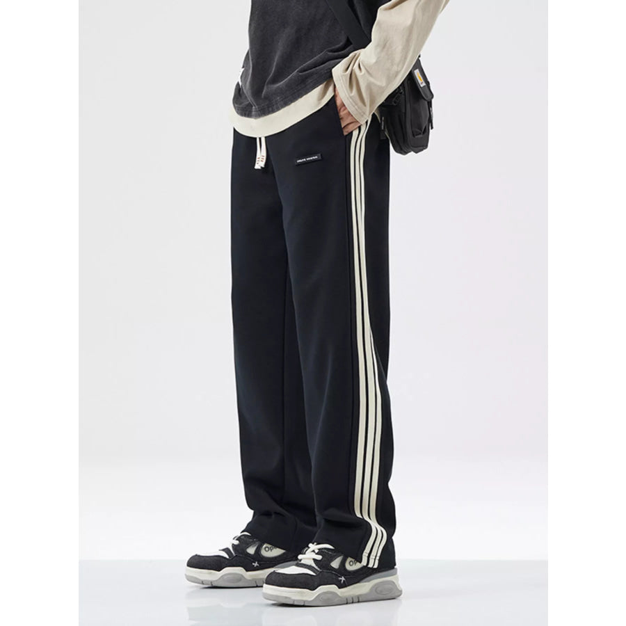 Men’s Full Size Side Striped Casual Loose Fit Pants Plus Size Apparel and Accessories