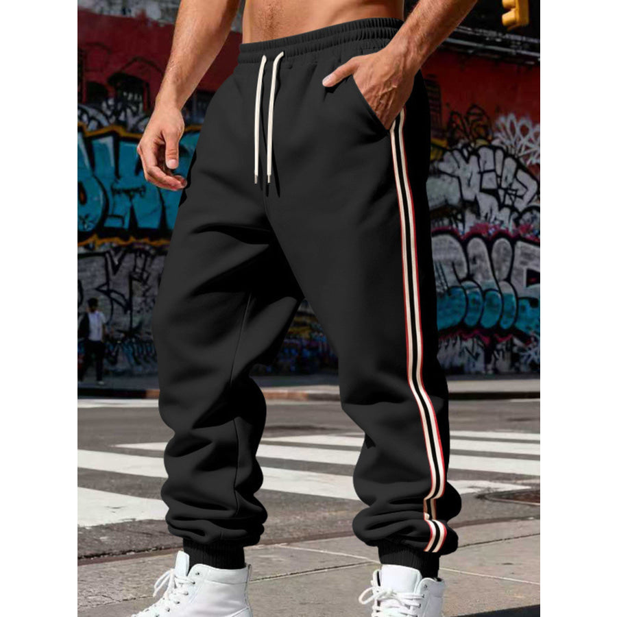 Men’s Full Size Side-Striped Drawstring Joggers Plus Apparel and Accessories