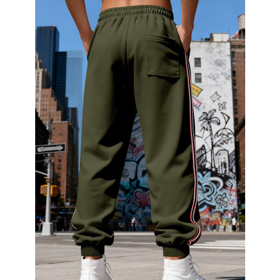 Men’s Full Size Side-Striped Drawstring Joggers Plus Apparel and Accessories