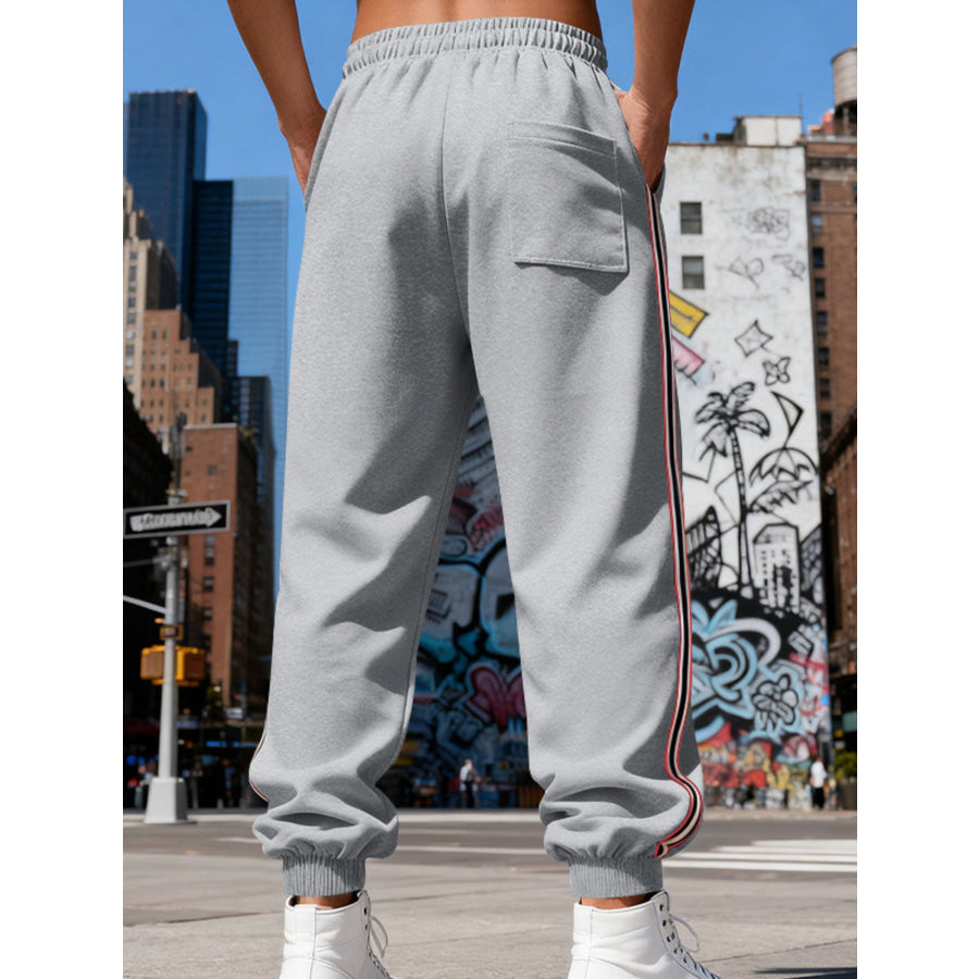 Men’s Full Size Side-Striped Drawstring Joggers Plus Apparel and Accessories