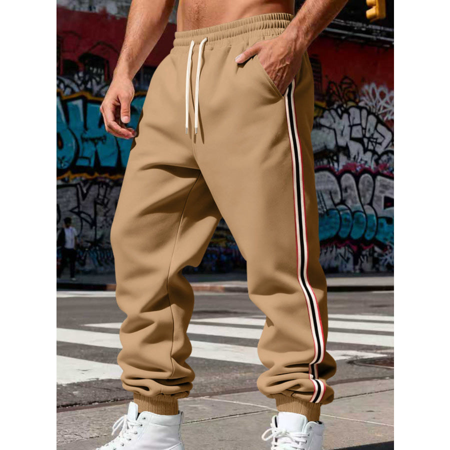 Men’s Full Size Side-Striped Drawstring Joggers Plus Apparel and Accessories
