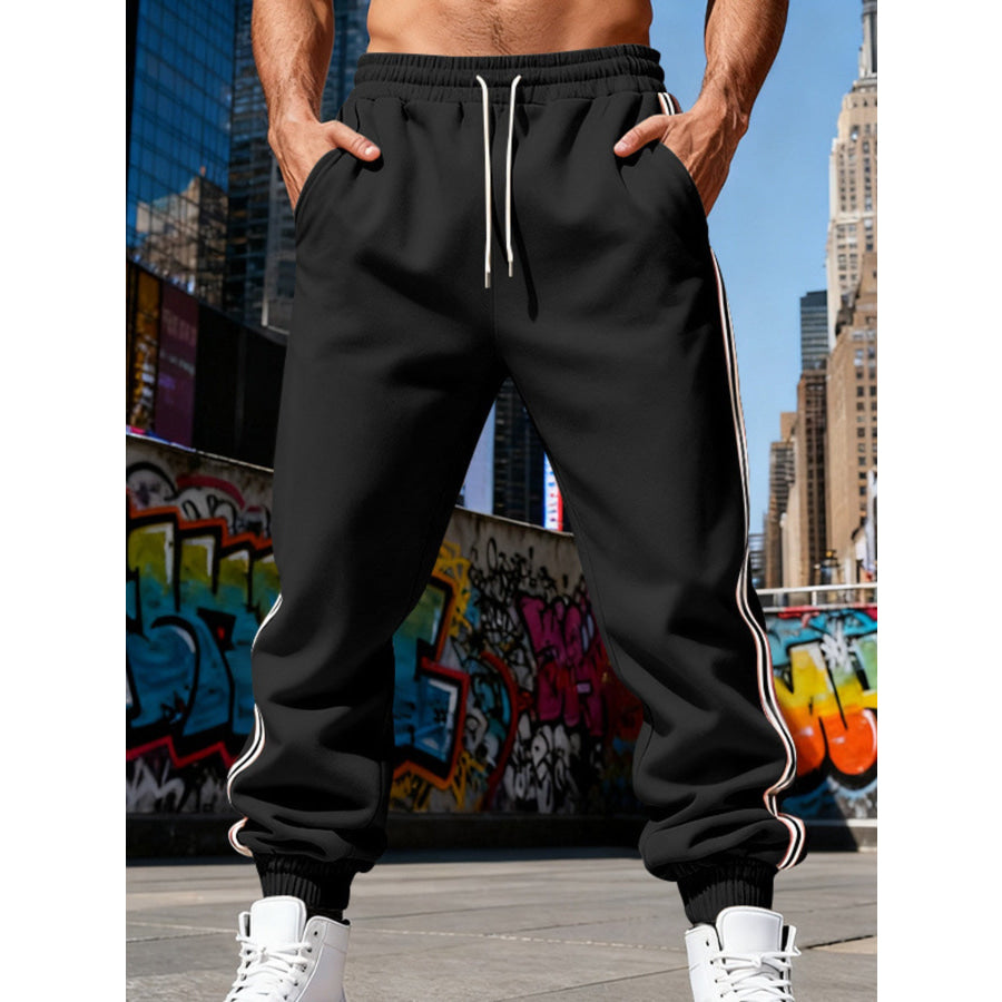 Men’s Full Size Side-Striped Drawstring Joggers Plus Apparel and Accessories