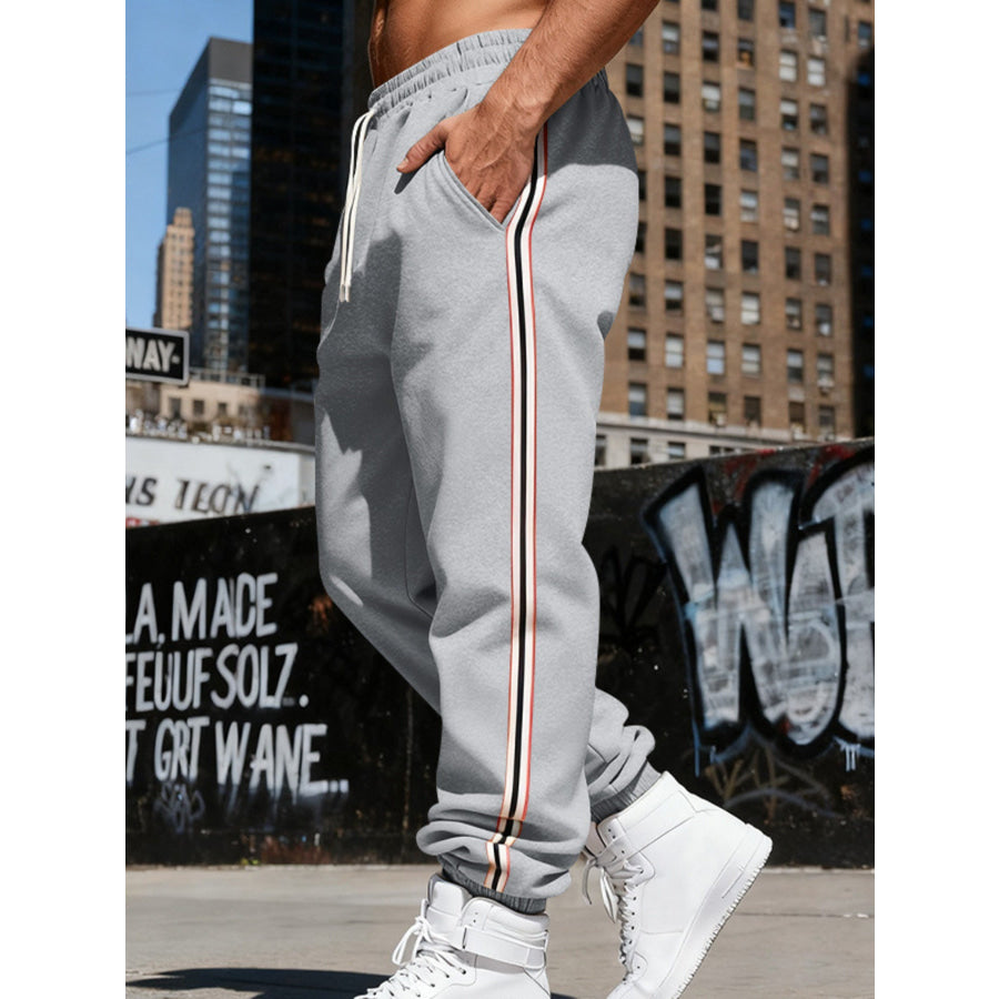Men’s Full Size Side-Striped Drawstring Joggers Plus Apparel and Accessories